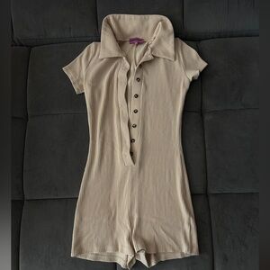 EDIKTED beige ribbed romper size s